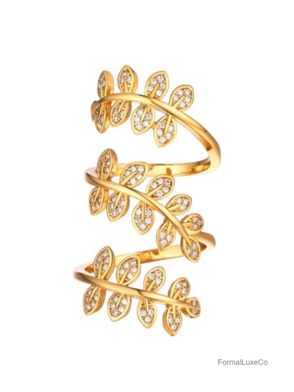 Adjustable Statement Ring Set Leaf Octopus Snake, 18K Gold Plated, Cocktail
